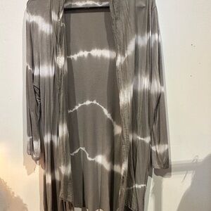 Taupe Tie-Dye Open Cardigan